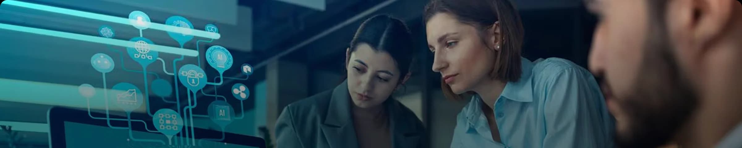 Equipo híbrido trabajando con IA